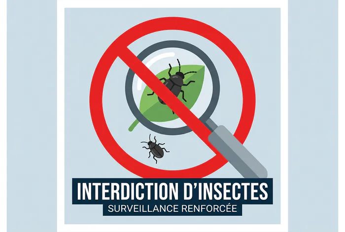 Illustration infographique montrant un scarabée avec un symbole d'interdiction