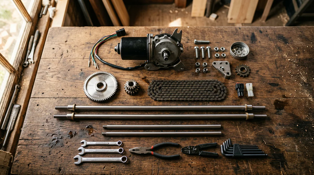 Mécanisme de moteur maison en pleine action sur un tourne-broche de plein air