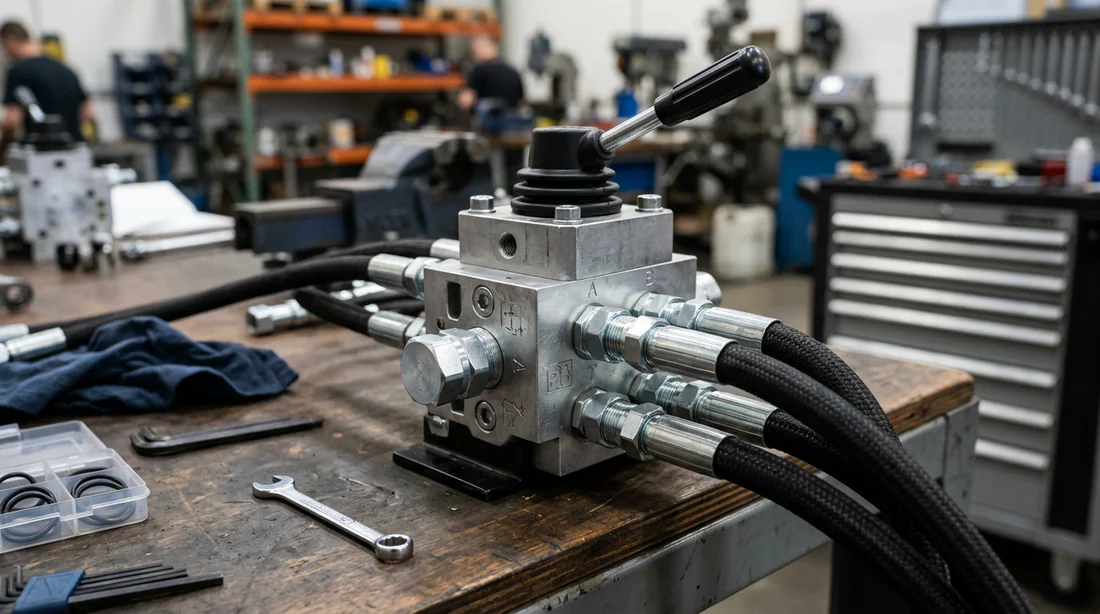 Raccordement du distributeur hydraulique sur la fendeuse