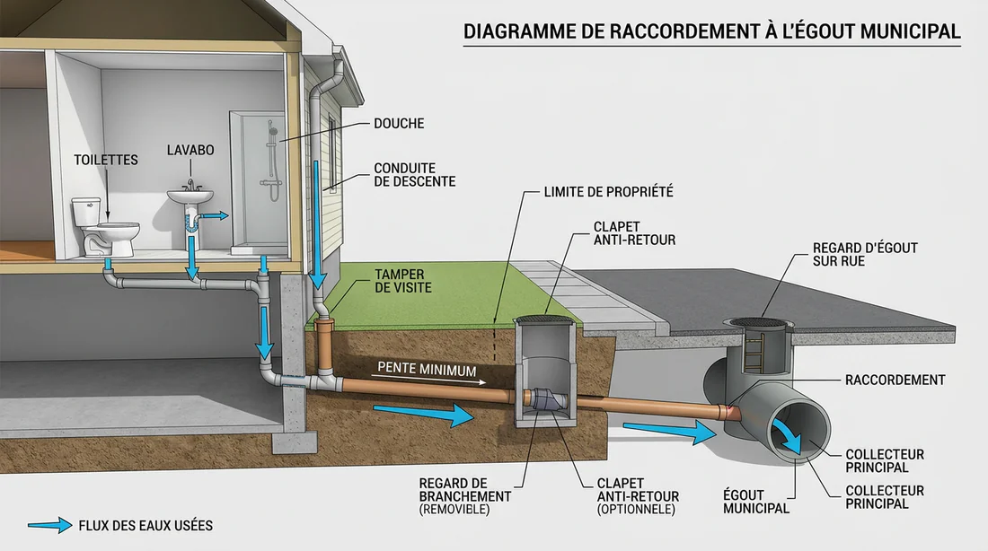 Schéma de raccordement au réseau d'assainissement