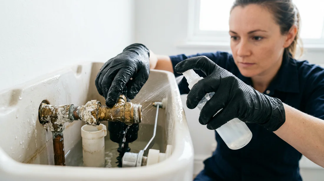 Détartrage des composants d'une chasse d'eau au vinaigre blanc