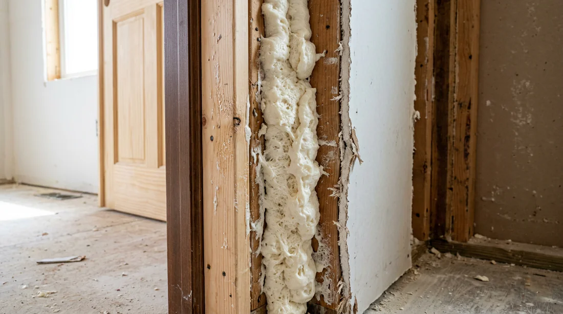 Application de mousse expansive polyuréthane autour du cadre de la porte