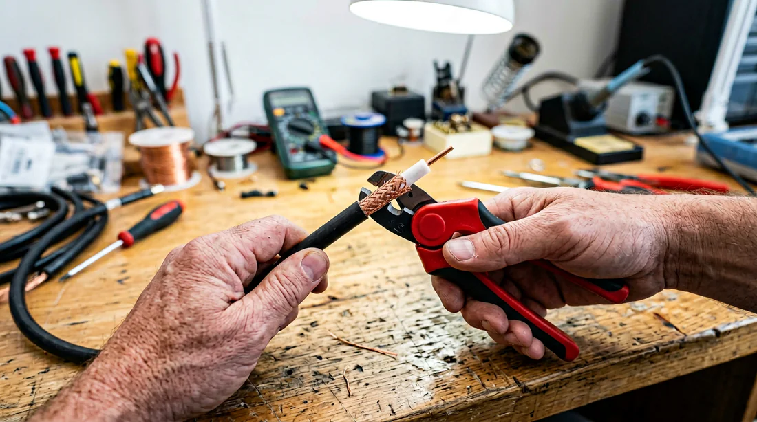 Préparation d'un câble coaxial pour amplificateur TV