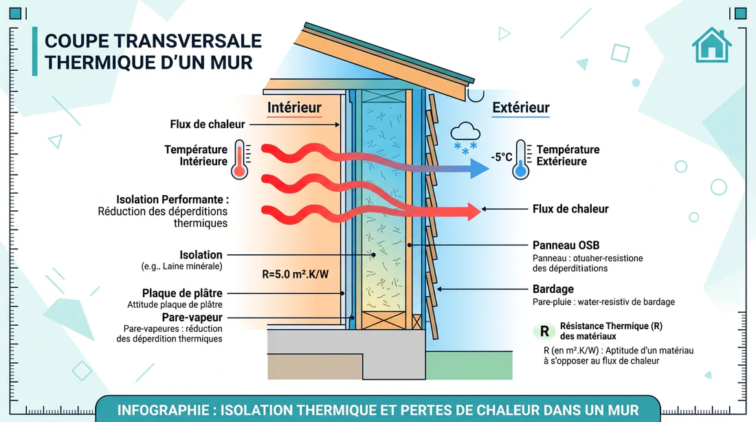 Schéma technique expliquant le fonctionnement de l'isolation thermique
