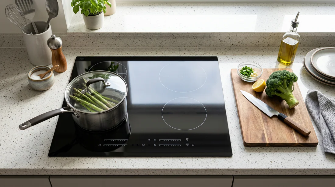 Plaque à induction propre dans une cuisine design