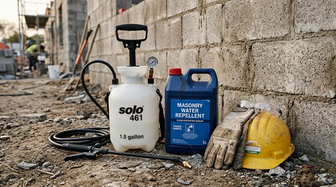Matériel et équipements de protection pour l'hydrofugation de parpaings