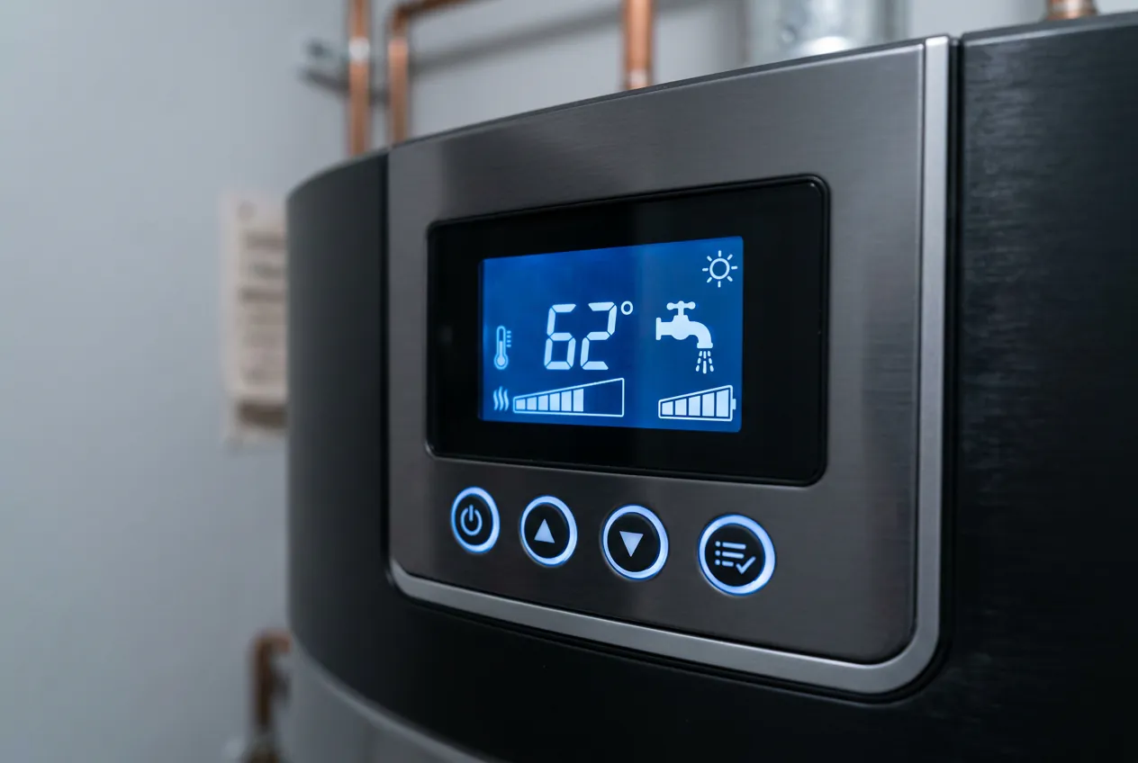 Panneau de commande numérique d'un chauffe-eau thermodynamique Altech.
