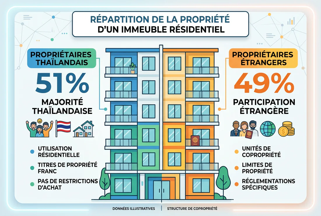 Schéma expliquant le processus légal d'achat d'un condominium pour un étranger en Thaïlande