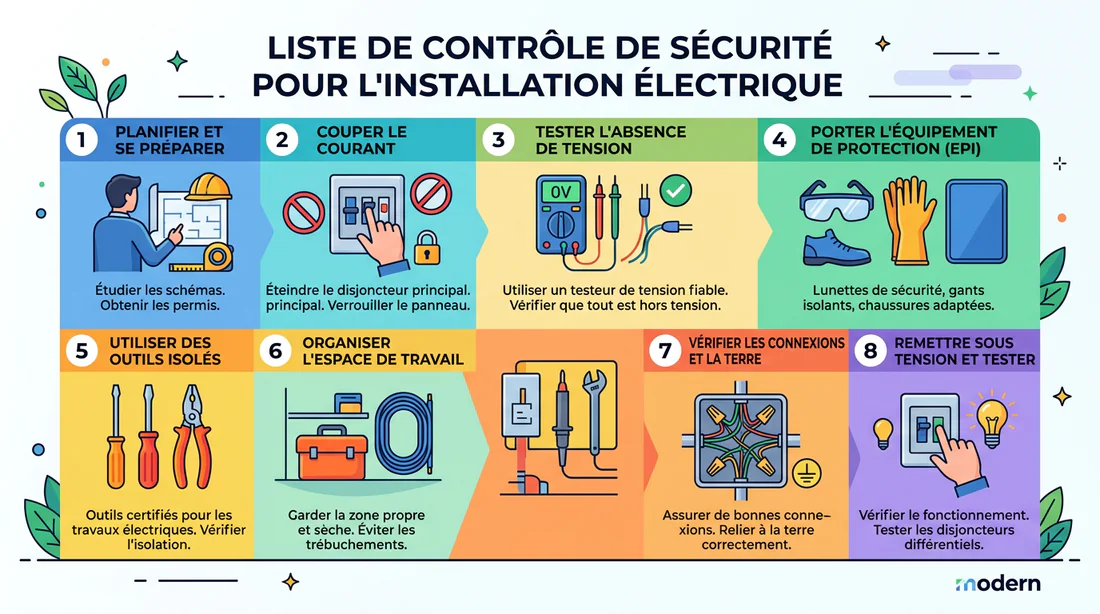 Infographie des règles de sécurité pour l'installation électrique