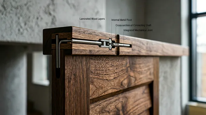 Infographie comparant un volet traditionnel avec barre en Z et un volet sans Z avec renforts invisibles