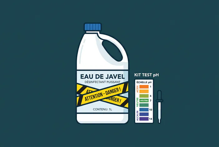 Icône de bidon de chlore avec matériel de test de pH