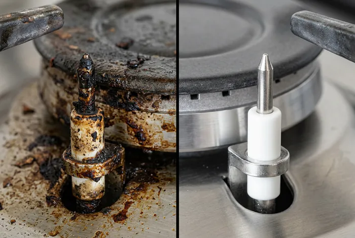 Comparaison avant après nettoyage d'un piezo de plaque gaz
