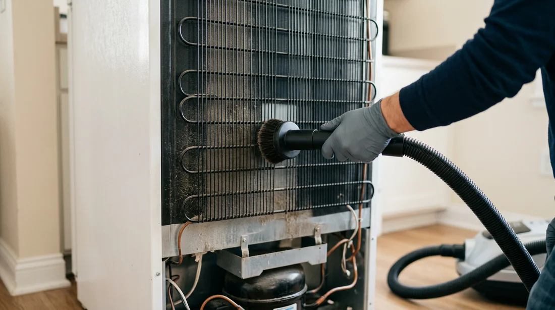 Nettoyage des serpentins d'un réfrigérateur pour économiser l'énergie